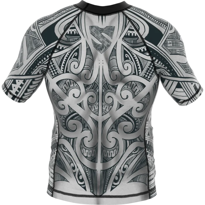 Men Athletic Workout Top, Polynesian Tribal Graphic, Milk Silk, Slim Fit, Skin-Friendly, Breathable for Jogging & Casual Wear