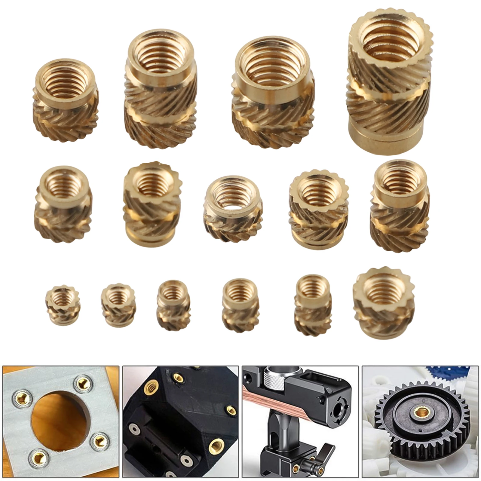 300pcs Threaded Insert M2 M2.5 for m3 M5 for m6 Insert Nut Brass Threaded Bushings Internal Thread Knurled Nuts Tools Parts