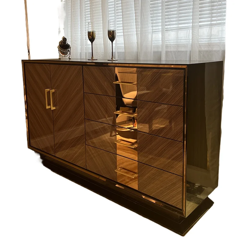 

Modern light luxury solid wood dining side cabinet