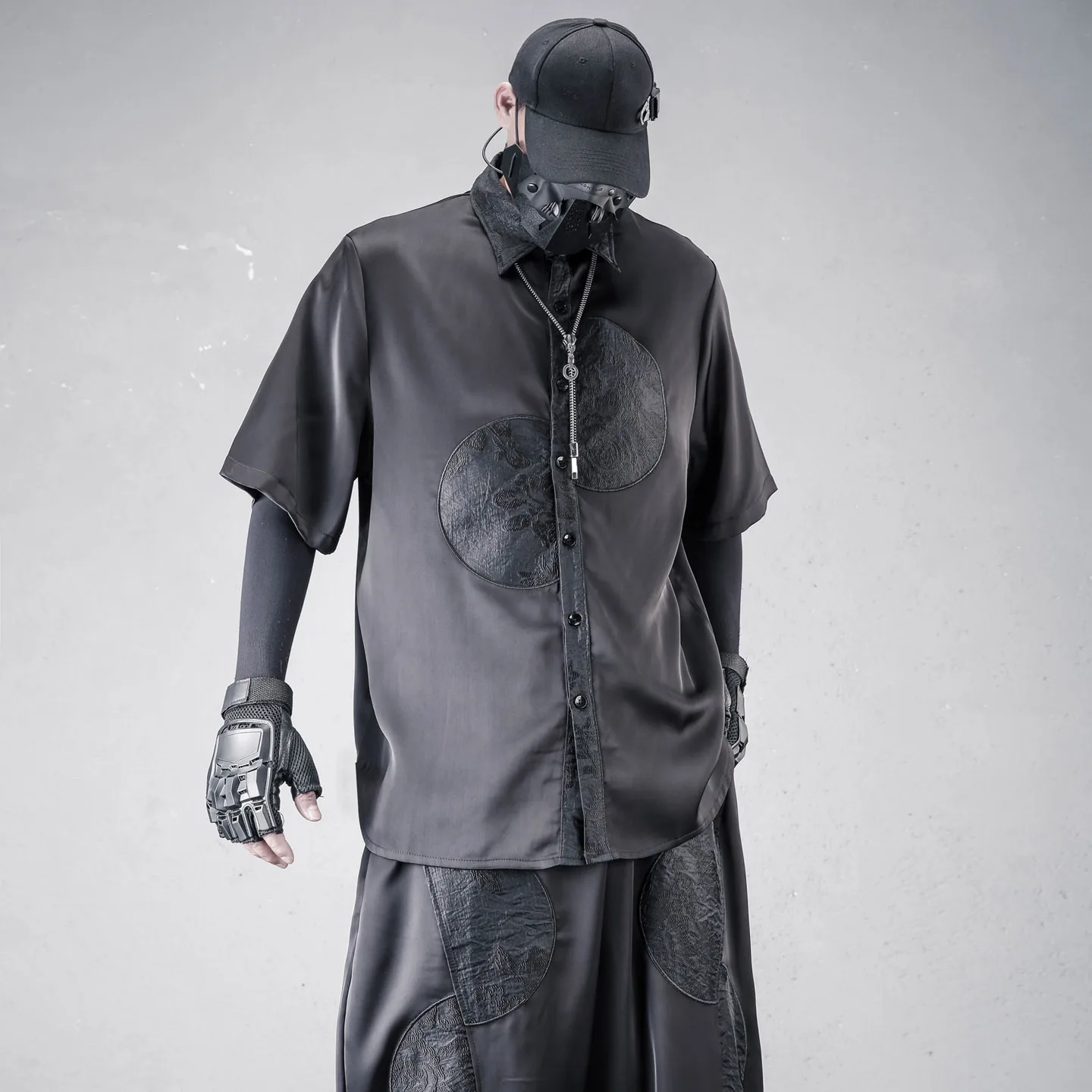 Dark Series New Chinese Designer High-Grade Embroidered Short-Sleeved Shirt Men's Summer Chic Loose Thin Vintage Shirt