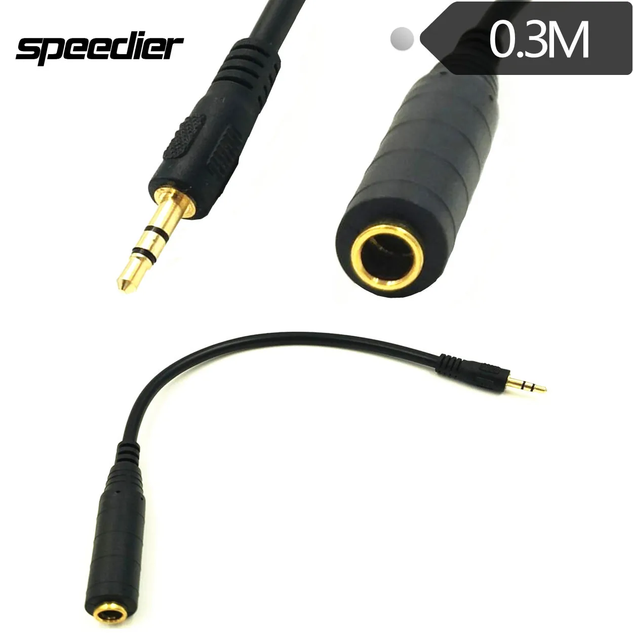 30CM Stereo HIFI Audio Extension Cable Adapter 6.35mm Female to 3.5mm Male Jack Mic Plug 0.3m 1FT Hi-Fi Sound Quality