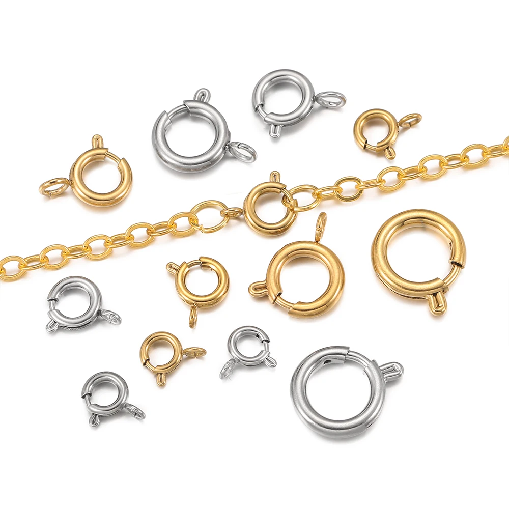 5 Teile/los Kreis Frühling Buttonr Edelstahl Verschlüsse Haken End Anschlüsse für DIY Halskette Verschlüsse Schmuck Machen Zubehör
