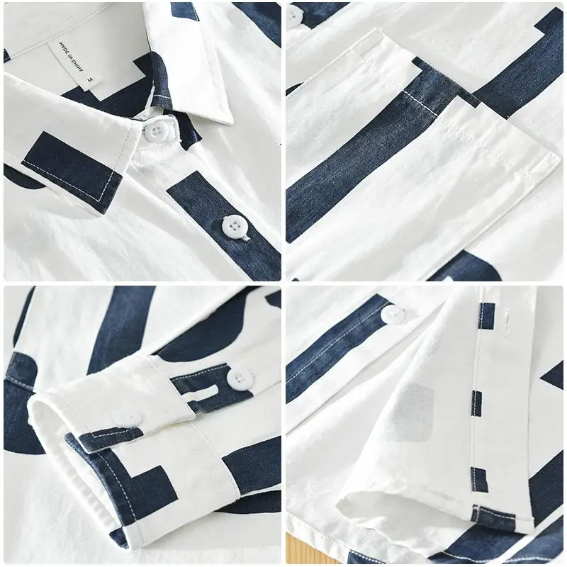 

Men's Letter Printed Long Sve irt Loose Fit Thiened Spring Summer Casual Wear Color Classic Collar Daily irt