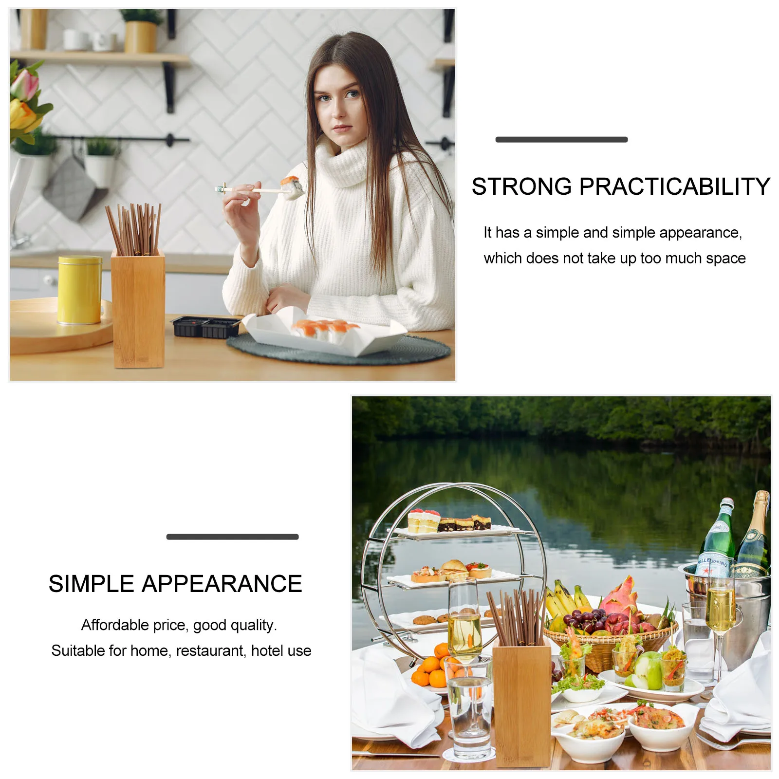 

1pc Bamboo Chopstick Holder Kitchen Utensil ganizer Simple Storage Rack for Spoon Fork Silverware Practical Home