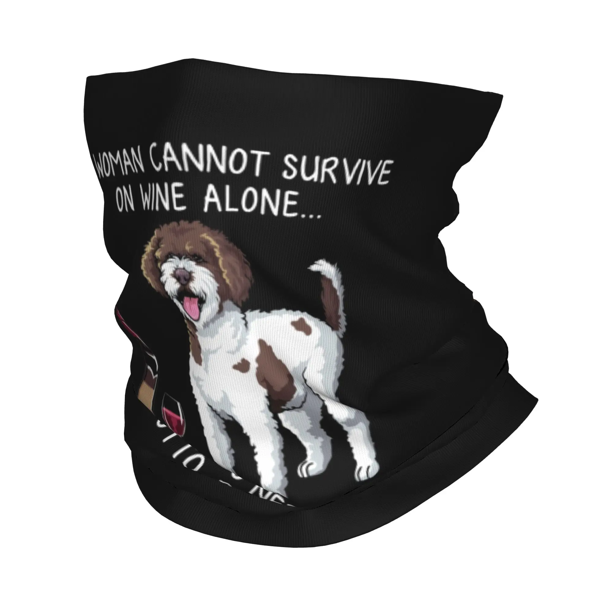 

Забавная зимняя повязка на голову и шарф-труба для мужчин и женщин с изображением собак породы Лаготто Романьоло и вина, для любителей собак и щенков