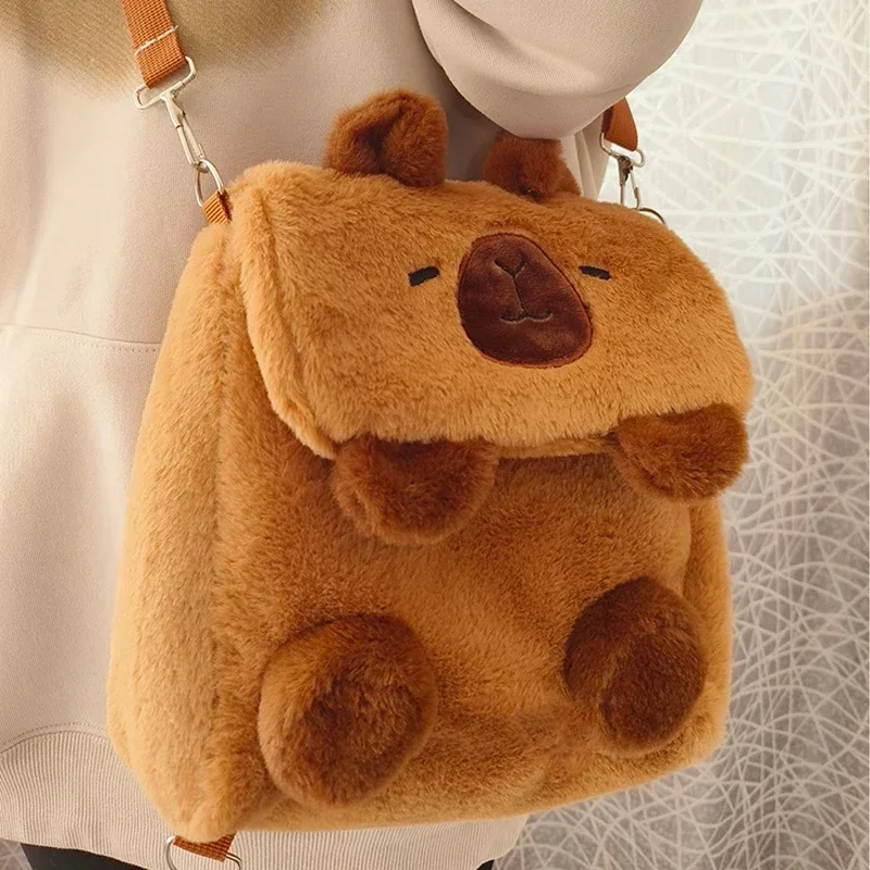 Capybara Plush Backpack Kawaii Fashion Plushie Doll Fur Bag Children's Bag Shoulder Bag Mini Knapsack Bags Gifts For Girlfriend