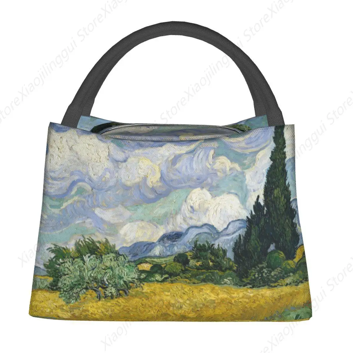 

Ван Гог пшеничная живопись Мерч Ланч-боксы Изолированный холст-холодильник Пшеничное поле с кипарисами Термальный ланч-бокс для пикника и путешествий