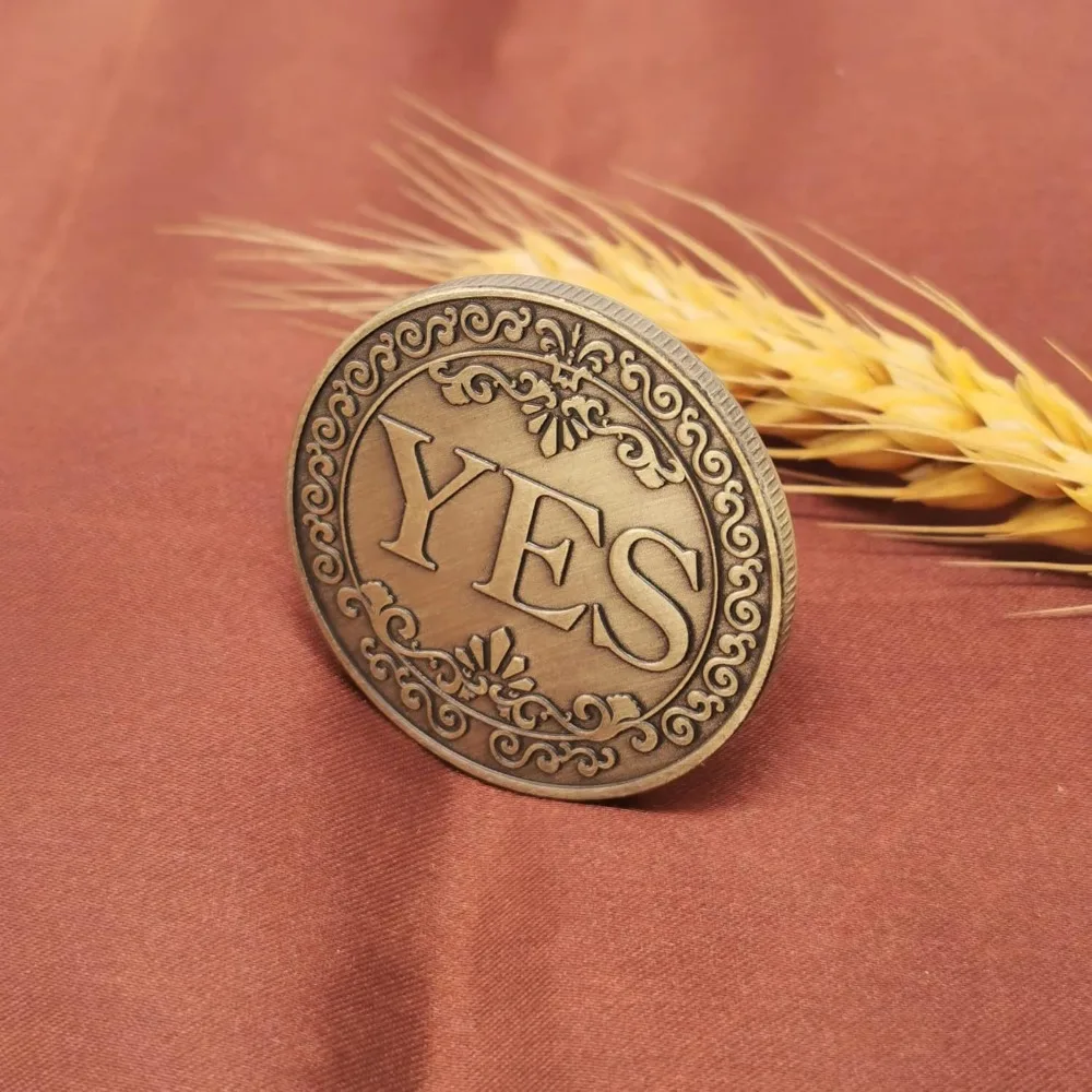 Bronze Yes or No Commemorative Coin Souvenir Non-currency Coins Game Novelty YES NO Letter Challenge Coins Decision Maker