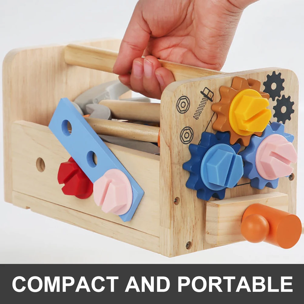 木製バスケット1セット、子供用木製キット、幼児用ツールセット、ごっこ遊び、教育用キッズツールボックス、木工プロジェクトキット