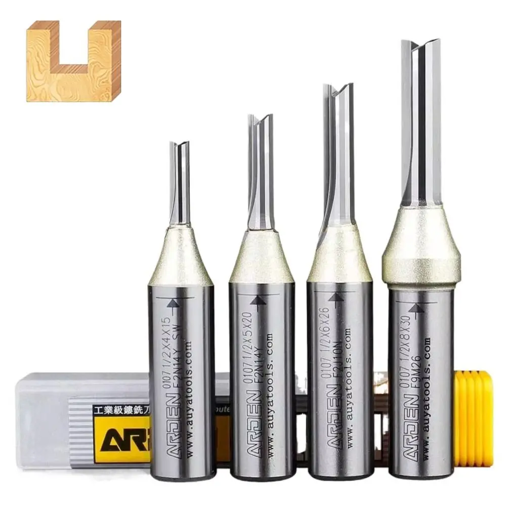 

Wood Milling Cutter Carbide Straight Slot Milling Cutter 1/2 Shank Silver Straight End Mill 2 Flute End Mill Woodworking
