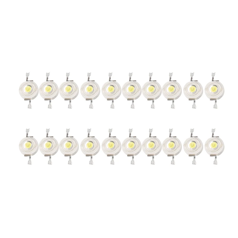 

20 Pcs High Power 2 Pin 3W White LED Bead Emitters 170-190Lm 6000K