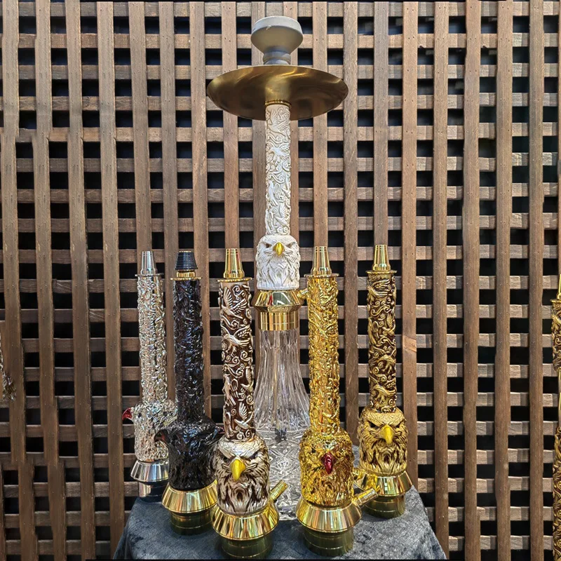 Eagle Head Hookah Resin Shisha Water Pipe Multi‑Color Hand Carved Pattern Hookah Complete Set For Home Party Lounge Bar