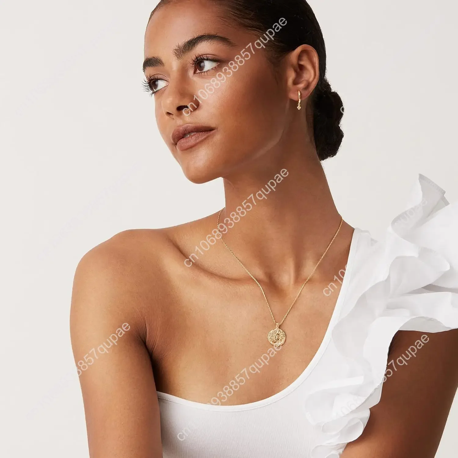 14K Gold Plated Engraved Coin Pendant Necklaces for Women | Byzantine Coin Pendants | Bohemian Necklace