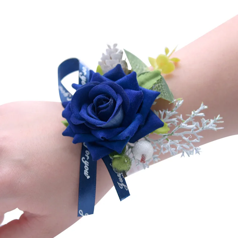 New Ivory Rose Flowers Bracelet Bridesmaid Wrist Corsage Bride Accessories Silk Sash Girl wedding supplies