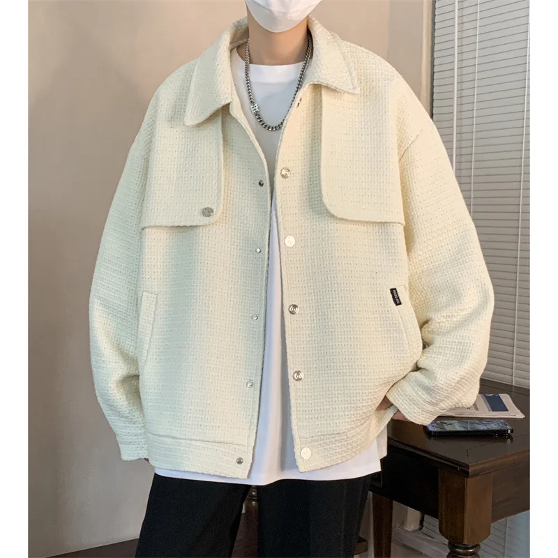 

Korean Popular Clothes Men's Clothing Men Spring Jackets Japanese Vintage Loose Casual Versatile Lapel Long Sleeved Jacket Coats