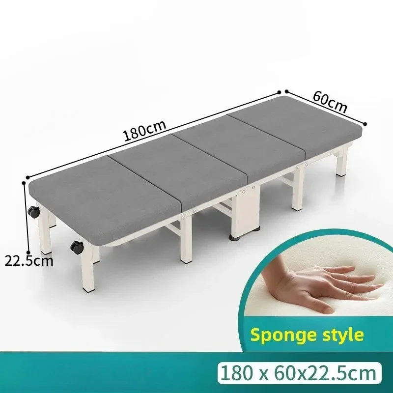 Four Fold Single Folding Bed Portable Lounger Bed Easy Set Up for Home Office Napping Hospital Care