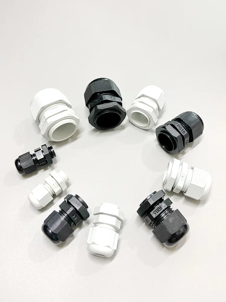 

Plastic Material Black And White Cable Fixing Head Threaded Type Housing Locking Joint Wire Sealing Gland Models PG7 to PG21