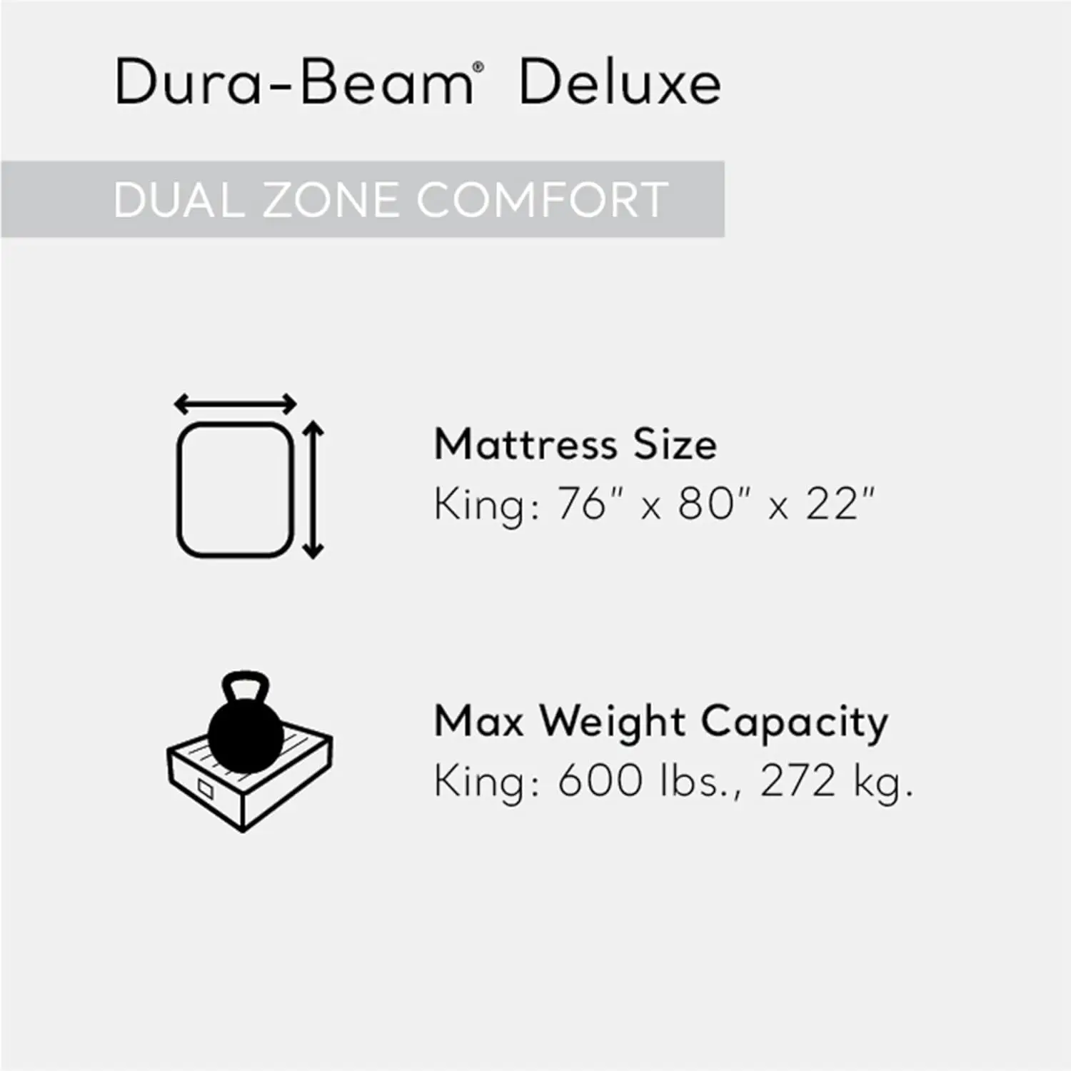 Materasso ad aria King Size Deluxe Dual Zone da 22 pollici Costruzione tecnica in fibra per un comfort e supporto aggiunti con P d'aria integrato