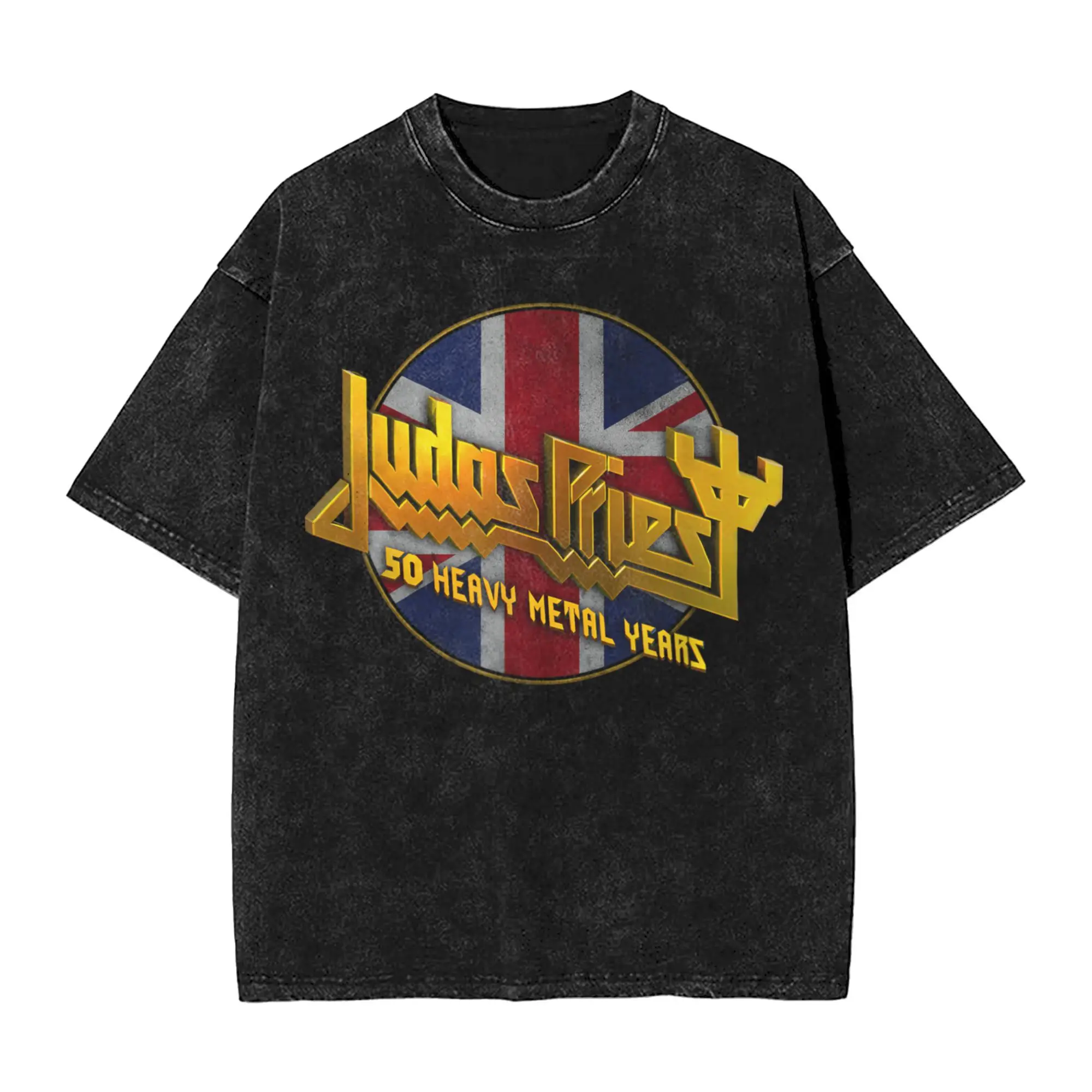 

Judas Priest 50-летняя стираная футболка Union, уличная футболка, футболки с металлической панк-группой для мужчин и женщин, лето из 100% хлопка большого размера