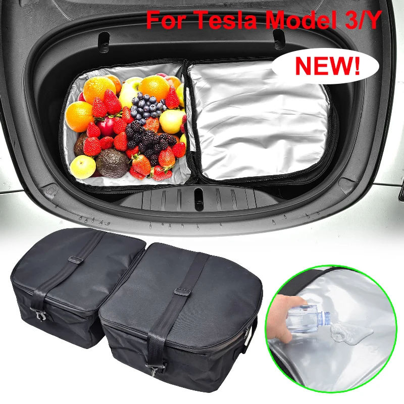 

Для новой Tesla Model 3 Y Juniper Highland 2025-2020, органайзер-холодильник, изоляционная сумка, передний багажник для хранения на открытом воздухе с ремнями