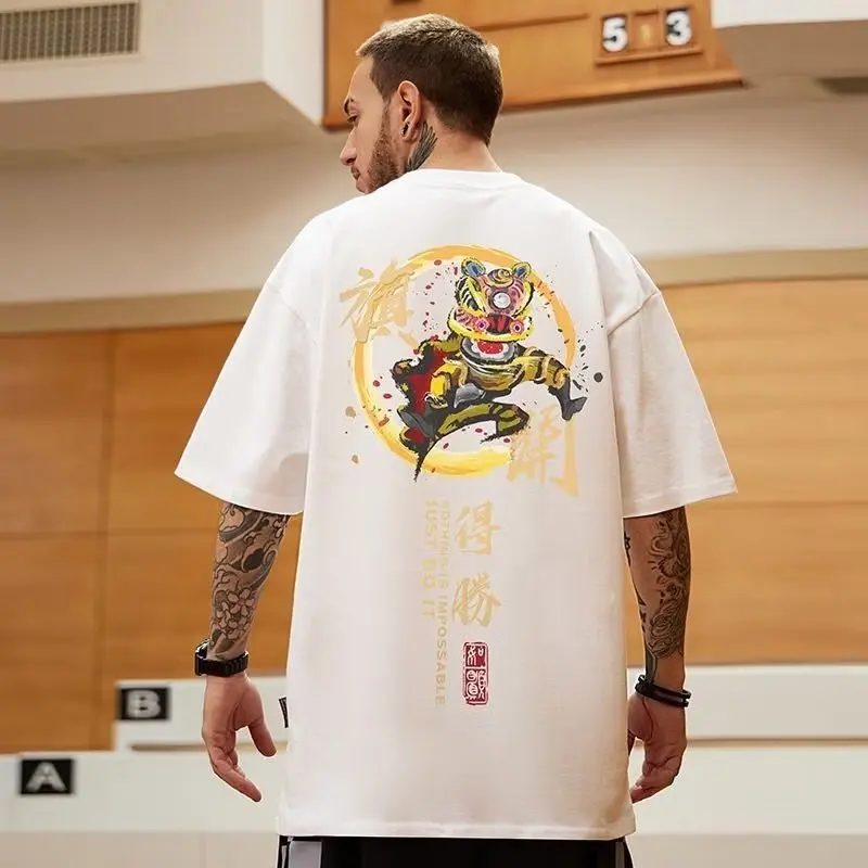 Summer Fashion Leisure Pattern Printed Men T Shirt Round Neck Loose Tops Breathable Comfortable Casual Oversized Graphic Tshirts