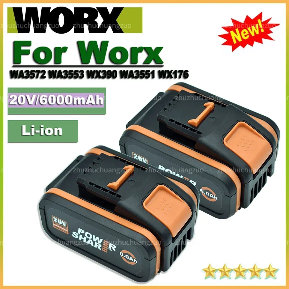 Batería de Repuesto de Iones de Litio Worx de 20 V y 8.0 Ah para los Modelos WA3551 WA3553 WX176 WX550 WX386 WXino 3 WXgain WX800 WU268