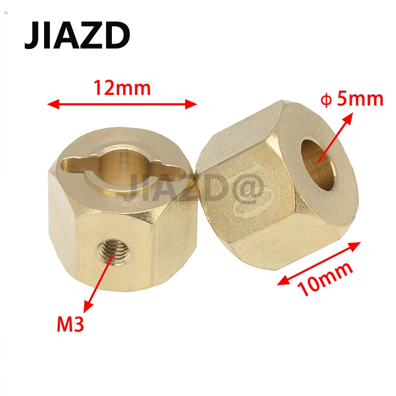 Brass 12Mm Hex Wheel Hub Extended Adapter for Axial SCX10 III CC01 WRAITH RR10 Redcat GEN8 1/10 RC Crawler Car