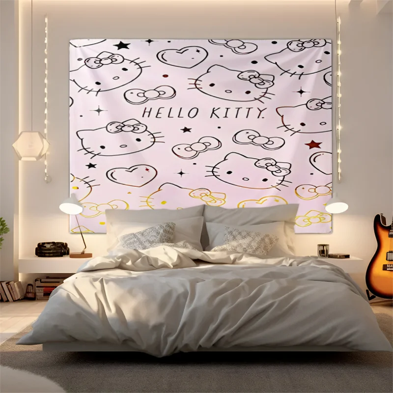 

Настенный гобелен с персонажами Sanrio, настенное одеяло с милым мультяшным принтом, декоративный фон для спальни девочек