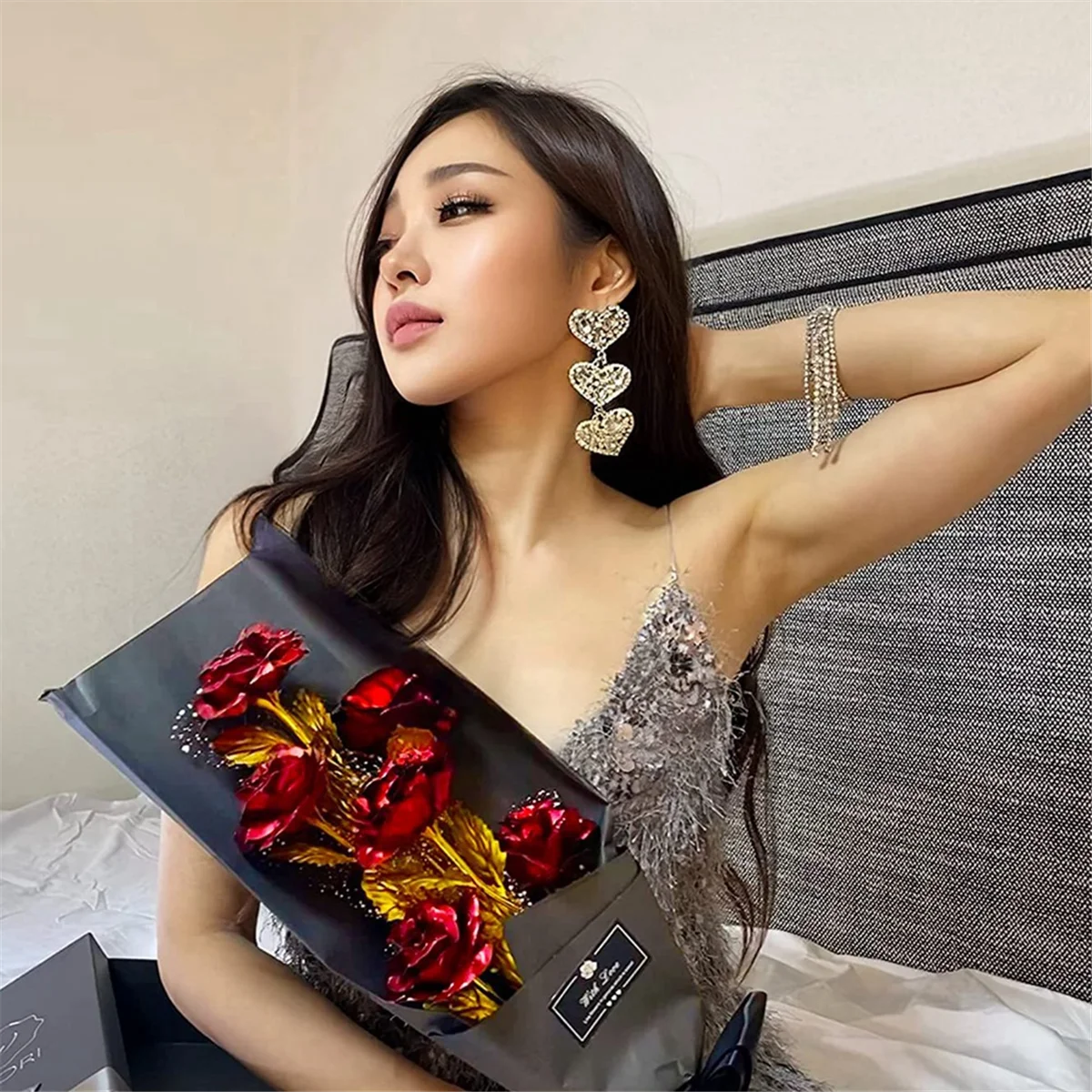 

Y01AGGold Букет роз, позолоченная искусственная роза Золотая фольга Роза, навсегда подарки на День святого Валентина, День матери