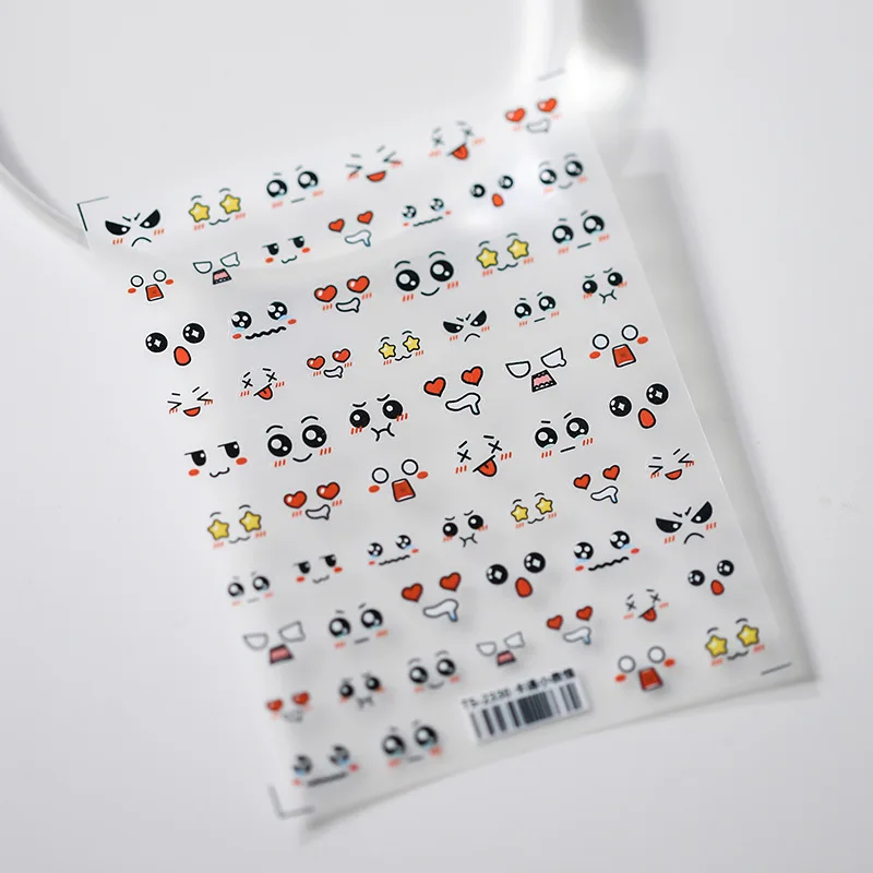 1PCS Cute Cartoon Little Expression Nail Sticker Nail Art Accessories Chinese Panda Anime Bear 5D Adhesive Sticker Nail Decorat