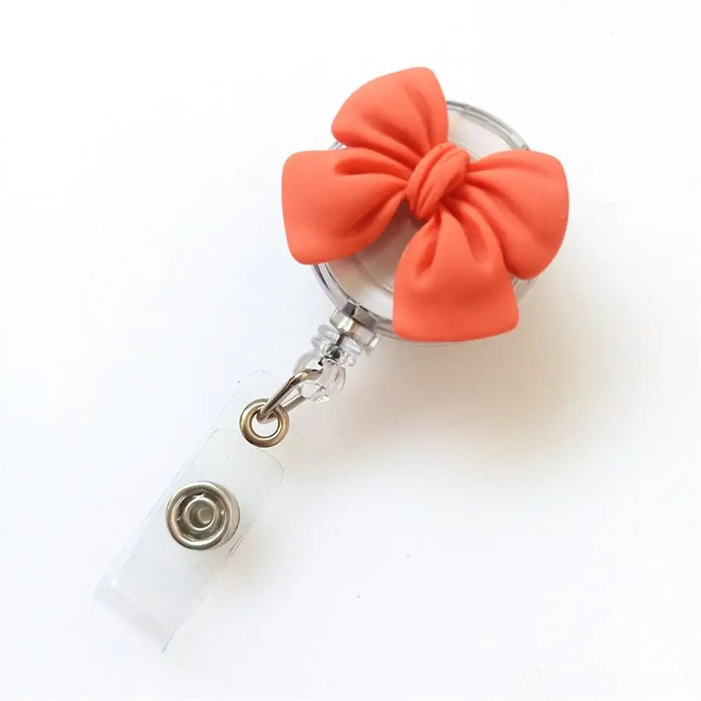 Cute Bow Flower Nurse Badge Reel 3D Flora Chest Card Retractable Badge Holder Name Tag Work Card Easy Pull Buckle Hospital Use