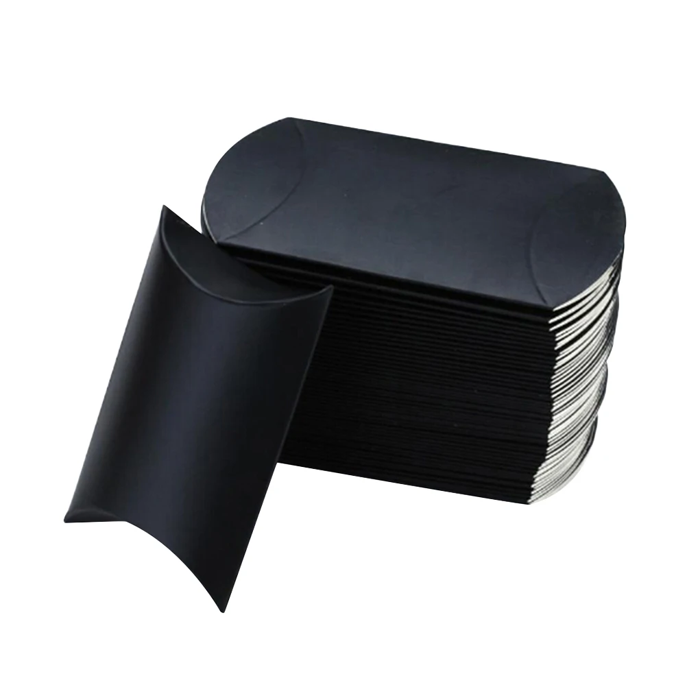 

50pcs Pillow Box Shape Gift Container White Cardboard Party Favor Candy Bag Krafts Paper Jewelry Box Christmas Birthday