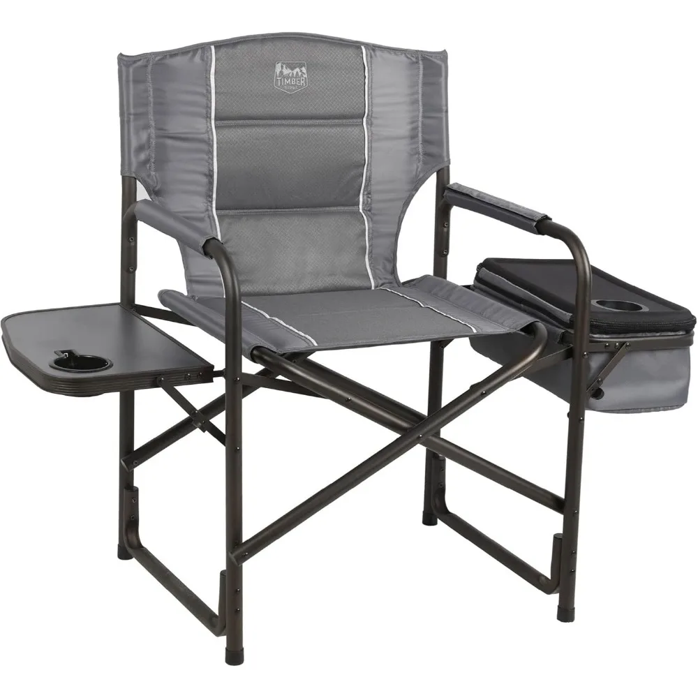 

Lightweight Camping Chair, Portable Laurel Director's Chair with Foldable Side Table, Cooler Bag & Mesh Pocket