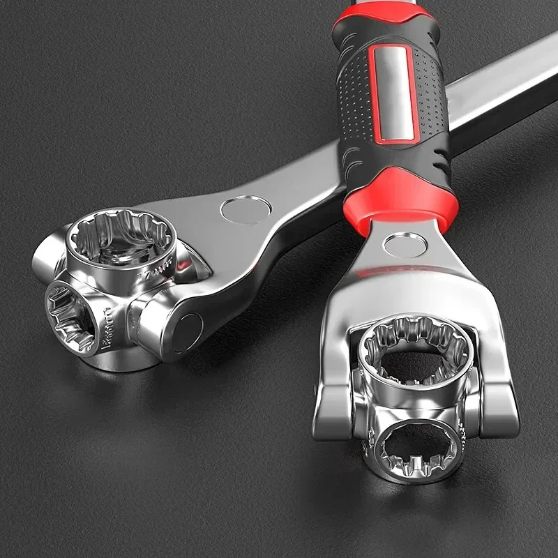 1PCS 52 in 1 Tools Socket Works Universal Ratchet Spline Bolts Sleeve Rotation Hand Tools 360 Degree Multipurpose Tiger Wrench