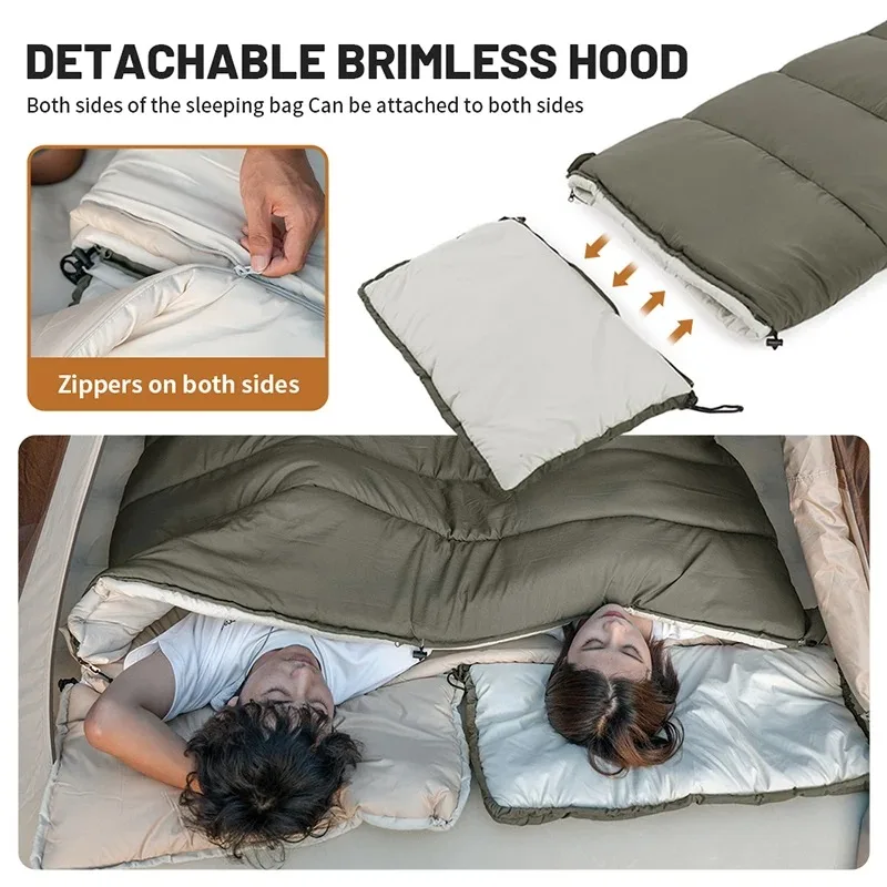 Naturehike Envelope Cotton Sleeping Bag Portable Outdoor Camping Adult Sleeping Bag Single Splicable Hooded Cotton Sleeping Bag