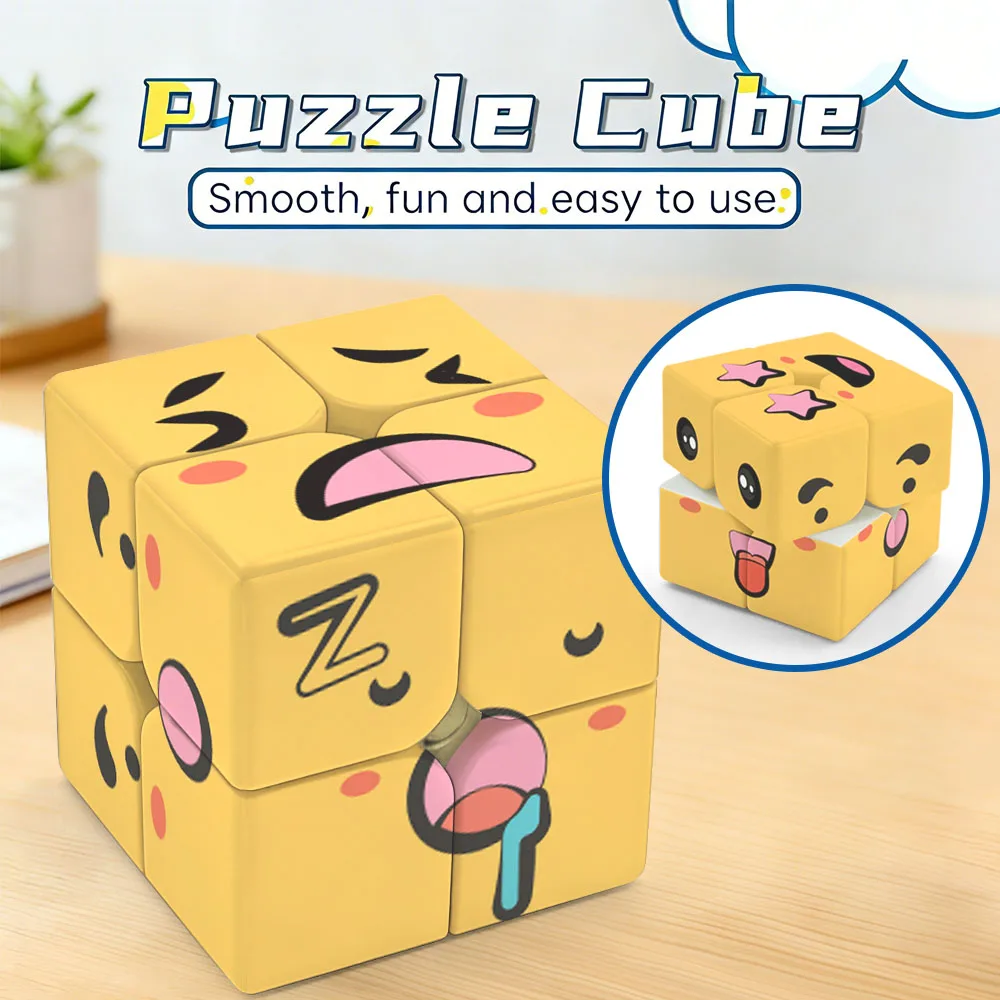 ZIINA STAR Emoji Cube 2x2 Yellow, Speed Cubes, 3D Puzzle Cube Suitable for Both Children and Adults, Birthday Gifts