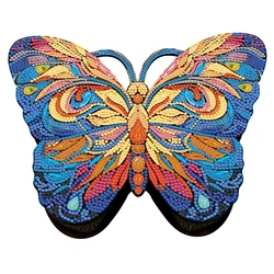 Creative DIY Butterfly Shaped Handmade Cartoon Design Wooden Large Capacity Diamond Painting Storage Jewelry Box 24x19x4CM