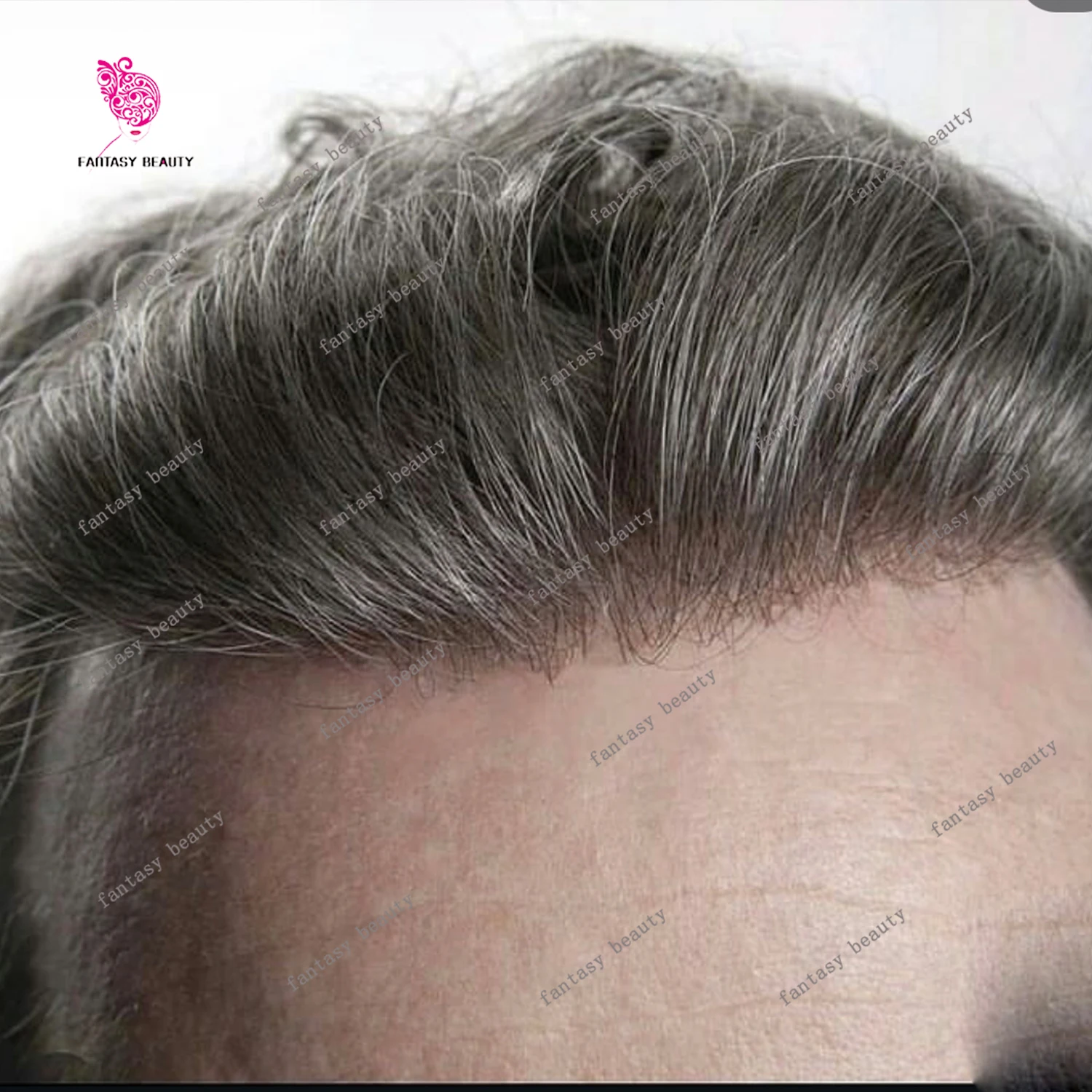 

Реалистичный ультратонкий парик для кожи, 0,02 мм, супер натуральная линия волос, необнаружимый серый мужской капиллярный протез, парик из человеческих волос Vloop