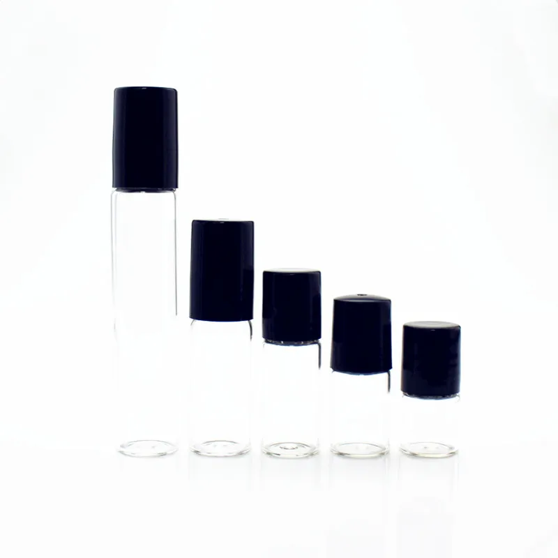 

100pcs/lot 3ml 5ML 10ML Roll On Perfume Bottles Clear Glass Essential Oil Roller Bottle with Glass/Metal Ball