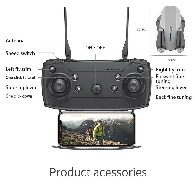 E88 Professional Foldable RC Quadcopter Helicopter Toy with 4K Wide-Angle HD Camera WiFi FPV Height Maintaining