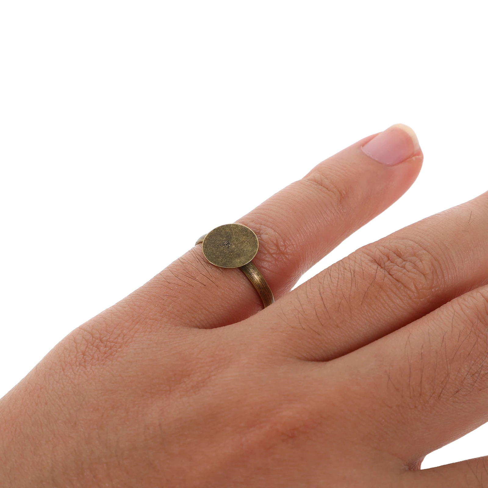 

100 Pcs Ring Setting Blank Bezel Tray Adjustable Cabochon Settings Jewelry Base Copper Clad Iron Pad