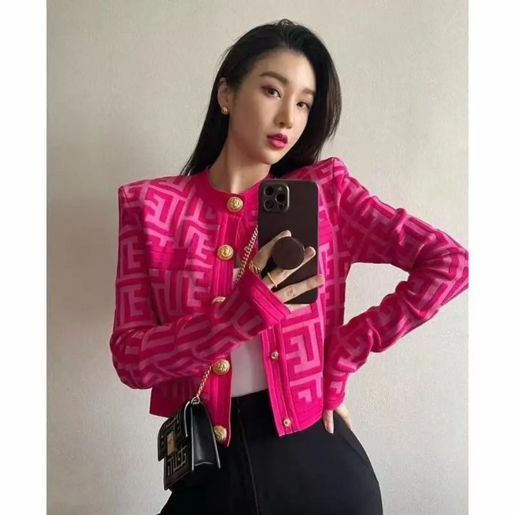 

Inspired Women's Knitted Cardigan round Neck Short Sleeve Fashion Sweater Coat All-match Spring Autumn