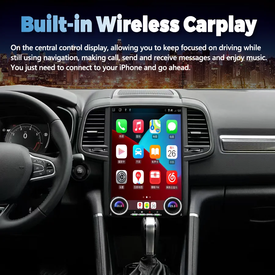 14.5inch For Ford Renault Megane 4 Koleos SM6 Talisman 2016-2019 With Knob Android Multimedia Player Stereo Wireless Carplay GPS