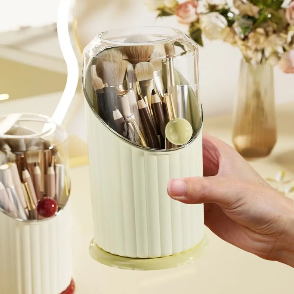 

Large Capacity Makeup Brush Holder Rotatable Dopamine Makeup Brushes Storage Box Dustproof with Transparent Lid
