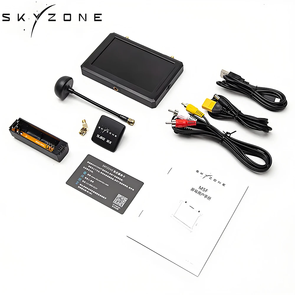 Skyzone M5 5.8Ghz/4.9Ghz 48CH 2-6S 5-inch FPV Monitor With DVR 18650 Lipo Battery Built-in Steadyview Receiver