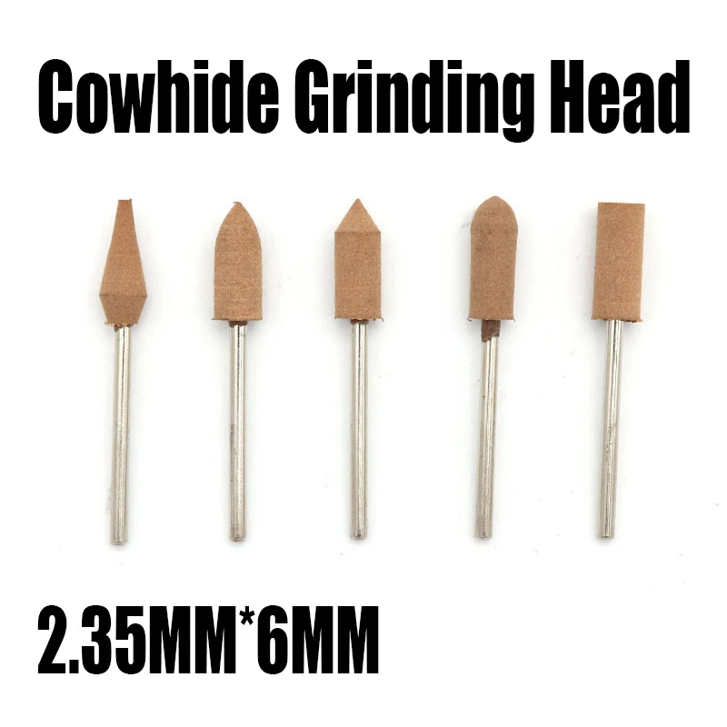 3PCS 2.35*6mm Cowhide Grinding Head Polishing Buffing Wheel Head Abrasive Tool Rotary Tool For Metal/Jade/Emerald/Rust