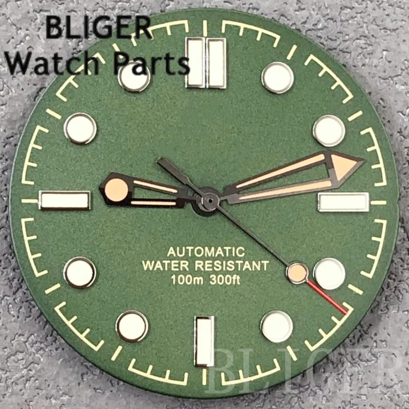 BLIGER 31 мм NH35 бронзовый зеленый циферблат для часов, набор стрелок, светящийся Fit NH34 NH35 ETA2824 PT5000 Miyota, аксессуары для часов с механизмом, детали