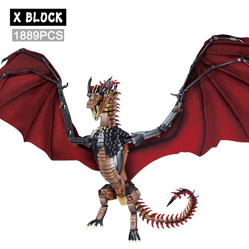 

1889pcs Creative MOC Giant Dragon Building Blocks Model Movie Series Childrens Assembly Bricks Toys for Boys Kids Birthday Gifts