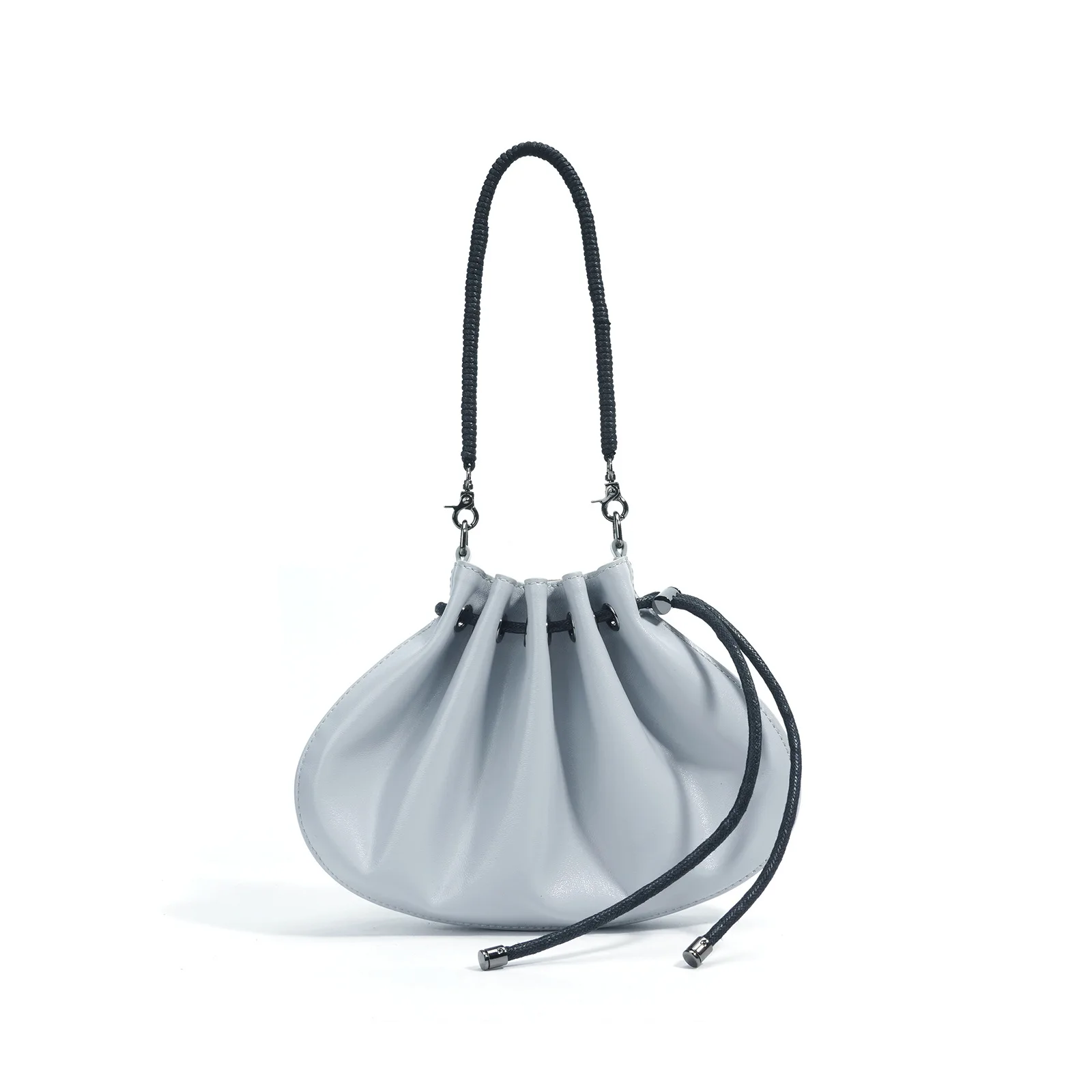 

Sheepskin drawstring pleated cloud bag 2025 summer new genuine leather vintage one-shoulder crossbody bag fashion ladies handbag