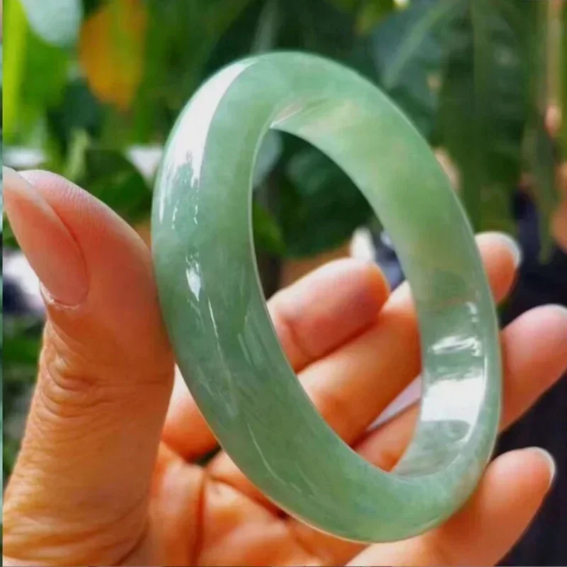 

Natural jadeite bracelet ice glutinous seed dark green floating light sunny green jade bracelet jade bangle high quality